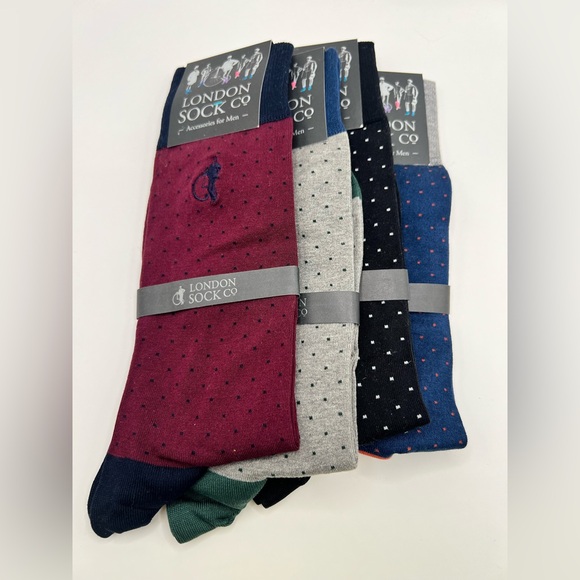 London Sock Co.- Men's Socks - Polka dots ,Set of 4, NWT - Picture 1 of 8